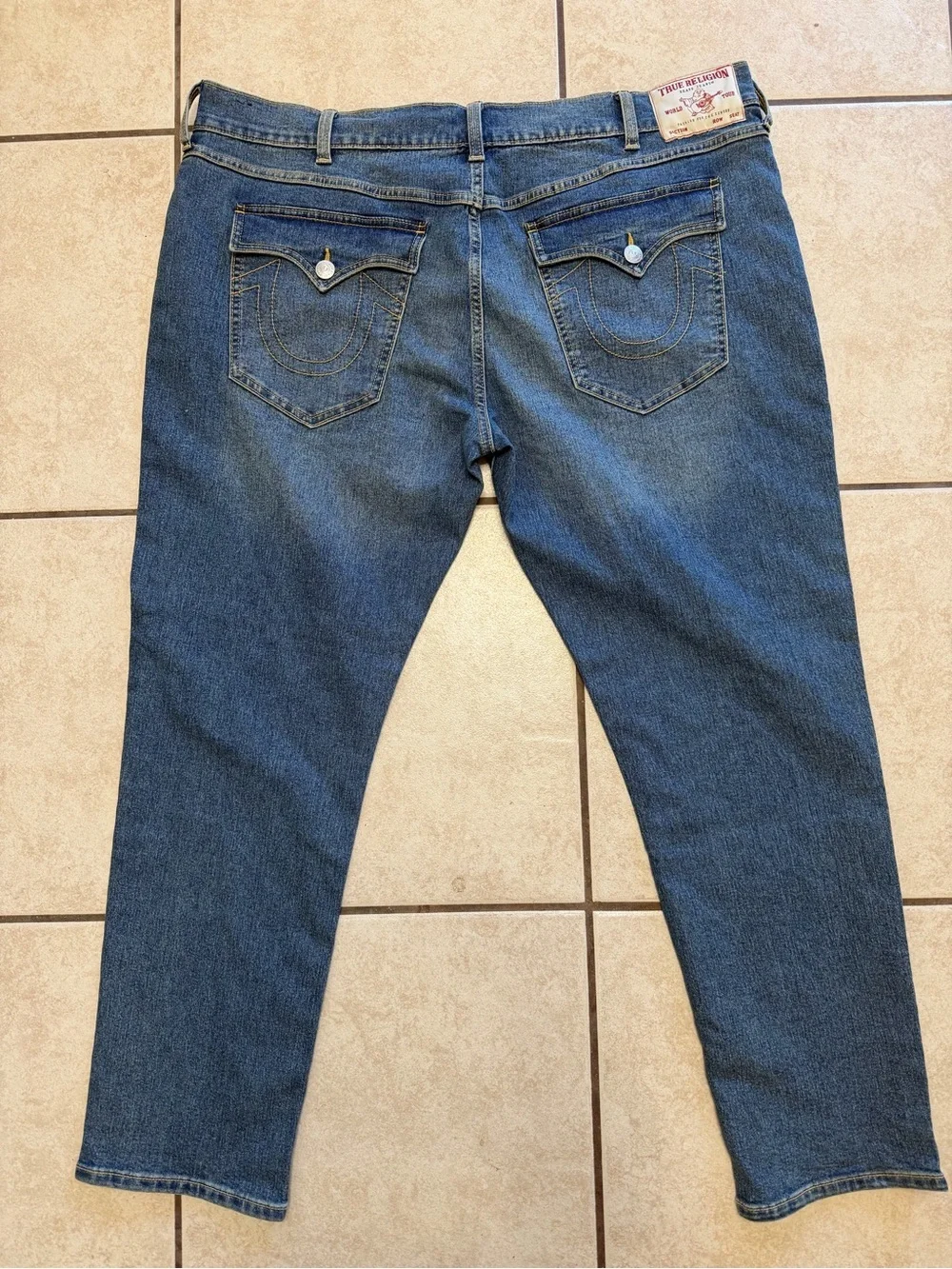 True Religion Geno Relaxed Slim Jeans Men’s Blue Flap Pocket Stretch Denim